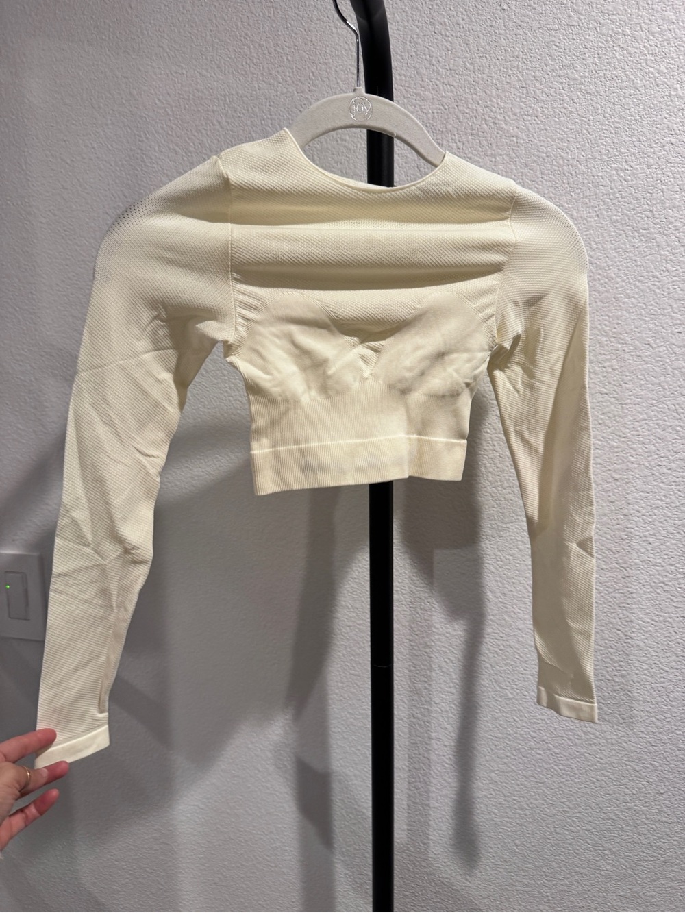 Fleur du Mal Cream Long-Sleeve Cropped Ribbed Top nwt